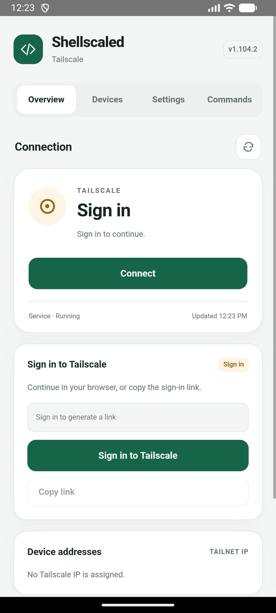 Sign in to Tailscale