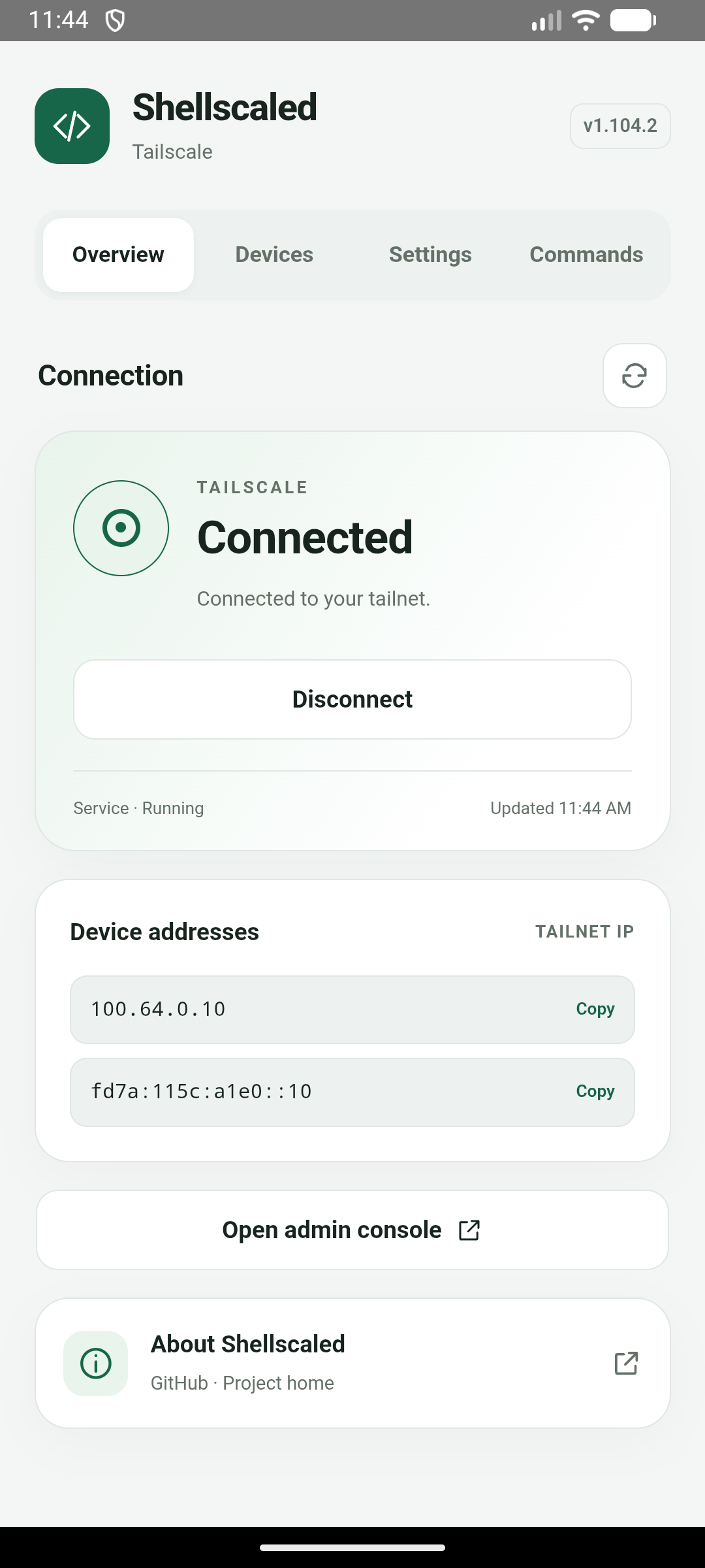 Connection status